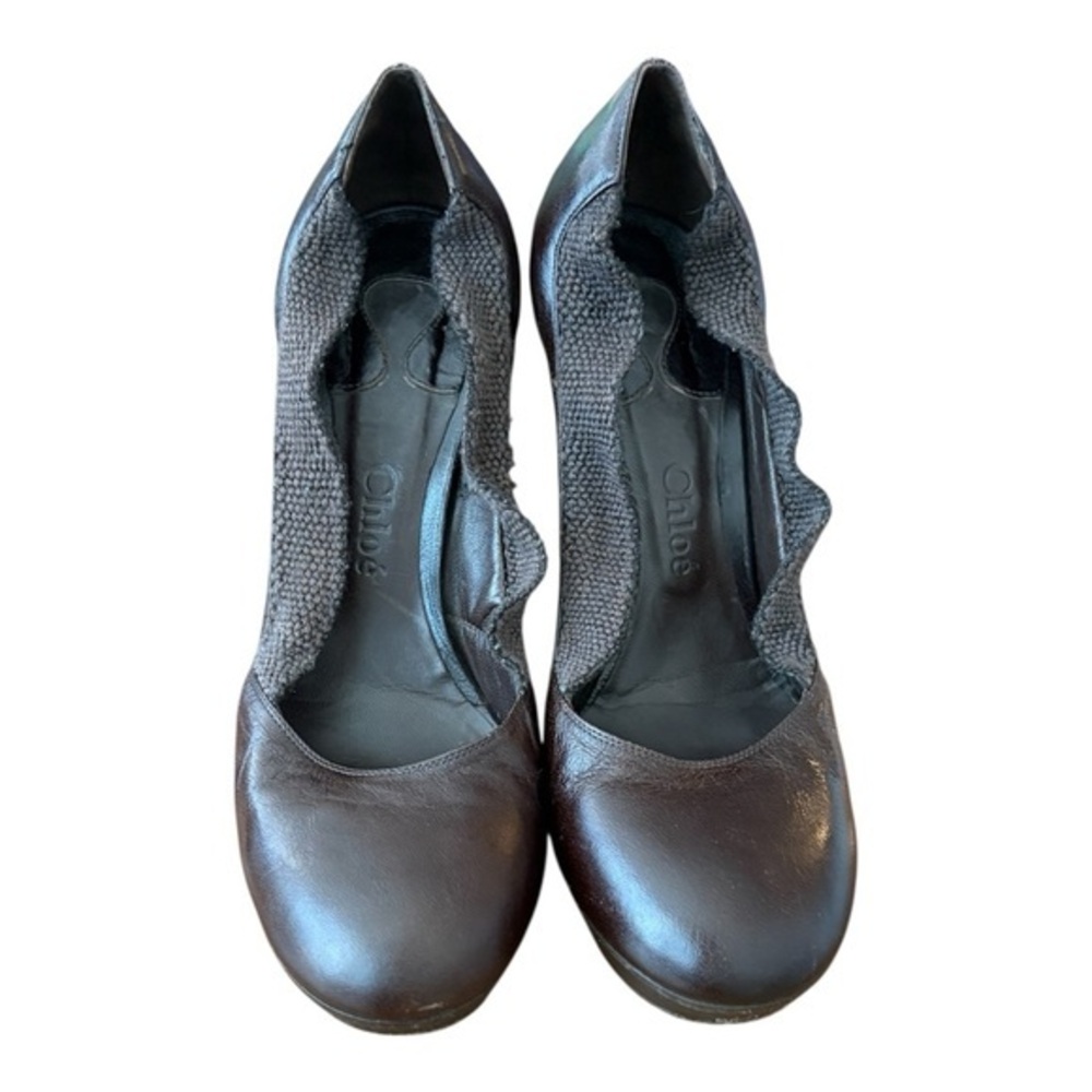 Chloé VTG Brown Leather Platform Pumps | Made in Italy| Designer Heels  Size 38